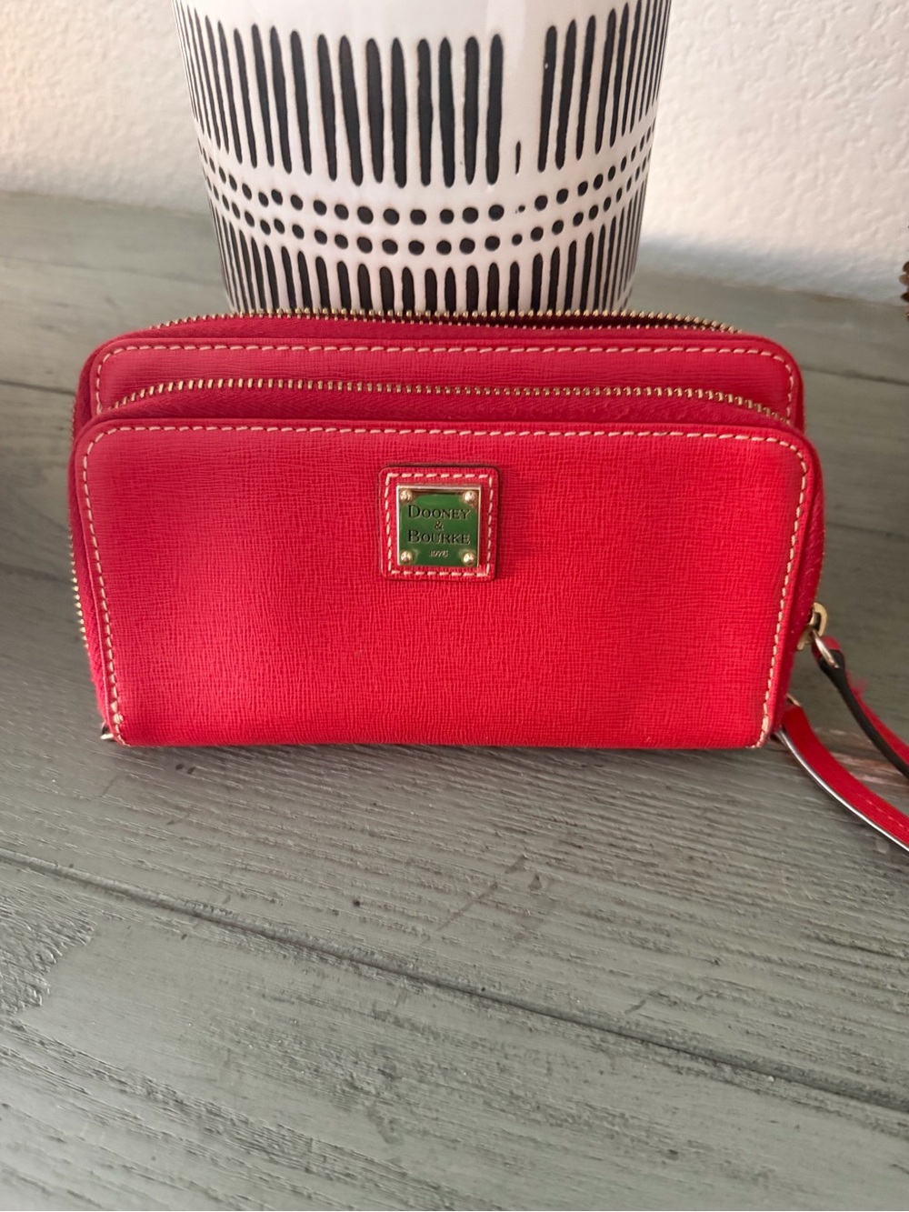 Dooney & Bourke Red Double Zip Wristlet Wallet